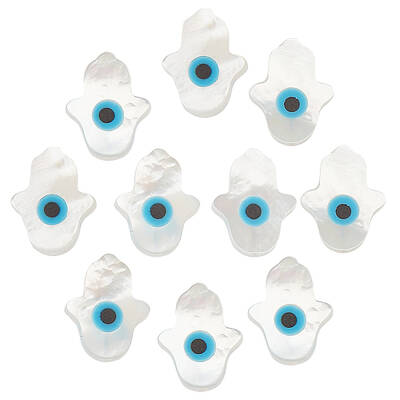 Beebeecraft 1 Box 10Pcs Evil Eye Spacer Beads Natural Shell Buddha's Hand with Horse Eye Loose Beads for Jewelry Making Neckl...