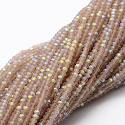 Half AB Color Plated Faceted Rondelle Glass Bead Strands