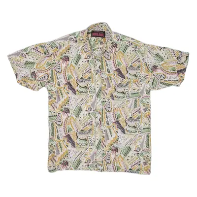 DRIVER JEANS Mens Shirt Beige Crazy Pattern M