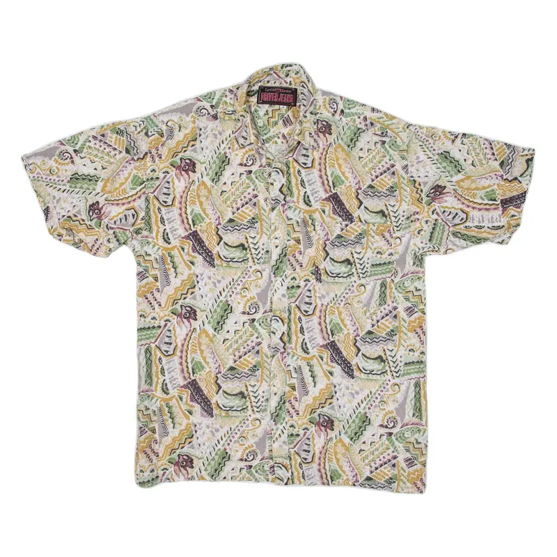 DRIVER JEANS Mens Shirt Beige Crazy Pattern M