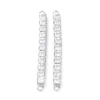 Brass Clear Square Cubic Zirconia Links Connectors