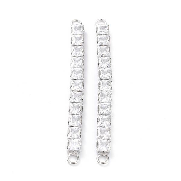 Brass Clear Square Cubic Zirconia Links Connectors