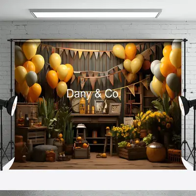 Wooden House Balloon Decoration Birthday Backdrop - Aperturee