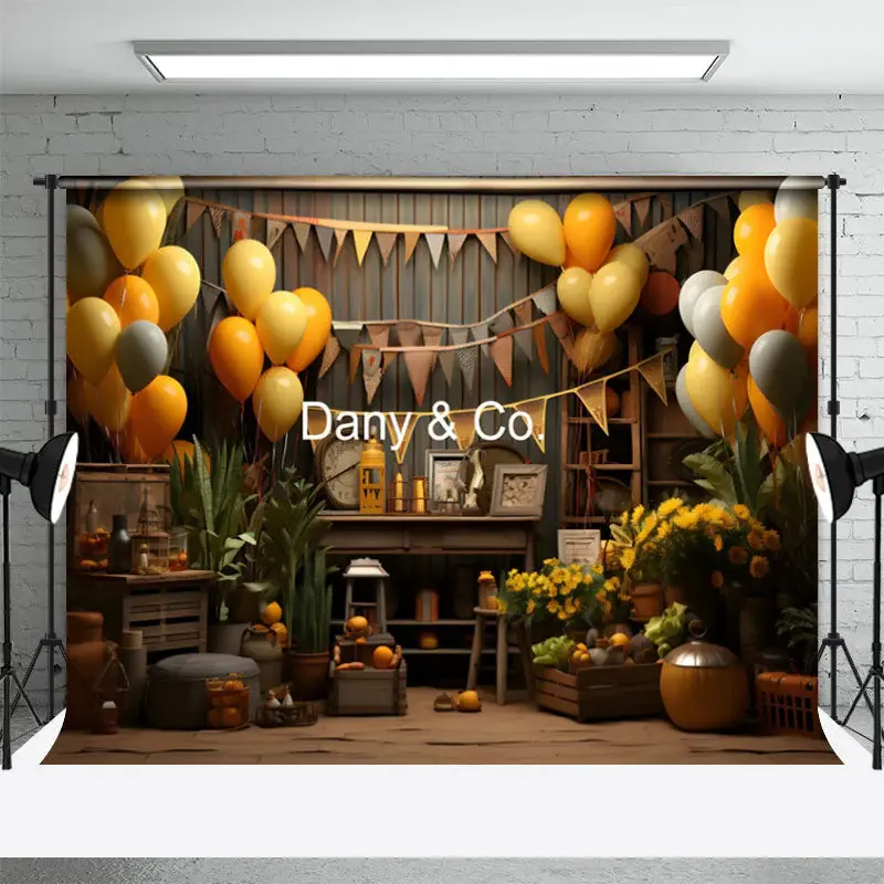 Wooden House Balloon Decoration Birthday Backdrop - Aperturee