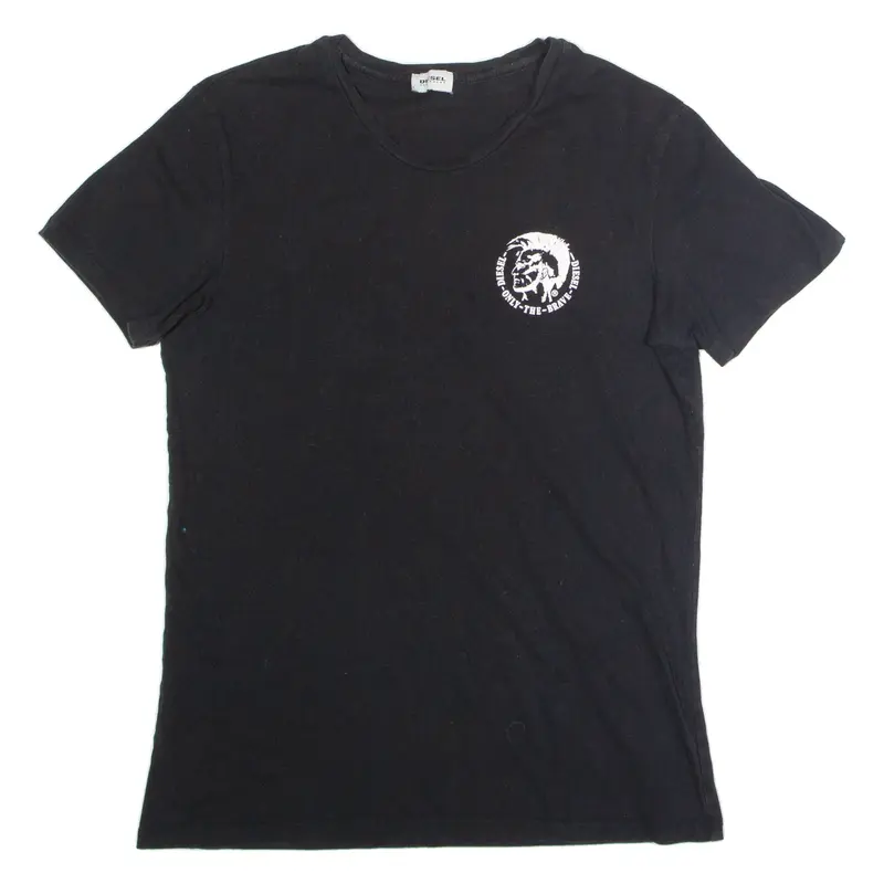 DIESEL Mens T-Shirt Black Crew Neck S