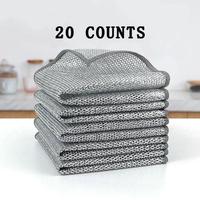 PSOS 20 Counts Multipurpose Non-Scratch Wire Dishcloths – Reusable Dishwashing Rags for Wet & Dry Use, Kitchen Cleaning Clo...