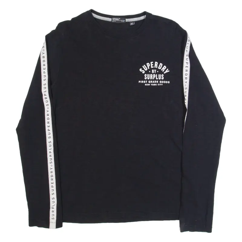 SUPERDRY Mens T-Shirt Black Long Sleeve XL