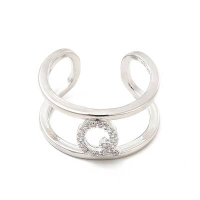 Clear Cubic Zirconia Initial Letter Open Cuff Ring