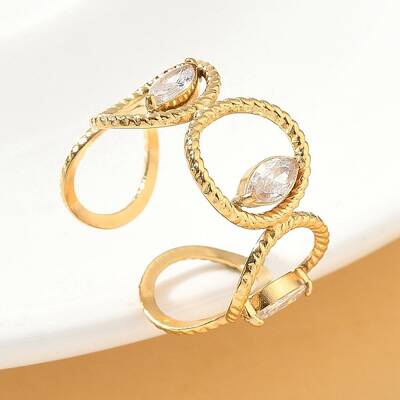 304 Stainless Steel Micro Pave Cubic Zirconia Rings