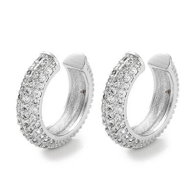Brass Micro Pave Cubic Zirconia Cuff Earrings for Women