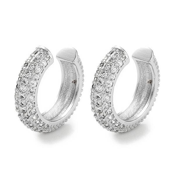 Brass Micro Pave Cubic Zirconia Cuff Earrings for Women