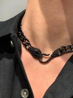 Unisex Punk Style Snake Design Chain Necklace, Trendy Stylish Hip Hop Matching Necklace, Gothic Fashion Jewelry Accessories...