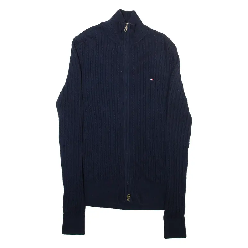 TOMMY HILFIGER Womens Jumper Blue Cable Knit XS