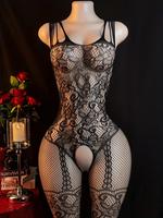 Women's Floral Lace Sexy Bodystocking, Comfy Breathable Open Crotch Design Bodysuit for Women, Women's Lingerie & Underwear f...