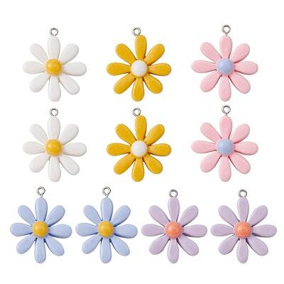 10Pcs 5 Colors Resin Pendants