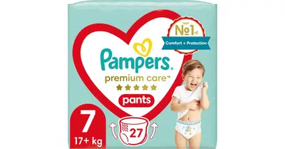 Pampers Premium Care Pants Size 7 Disposable Pull-Up Nappies 17+ kg 27 Pieces