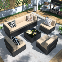 AECOJOY 5-7 Pieces Outdoor Patio Furniture Set, Outdoor Sectional Conversation Furniture Chair with Coffee Table,Patio Sectio...