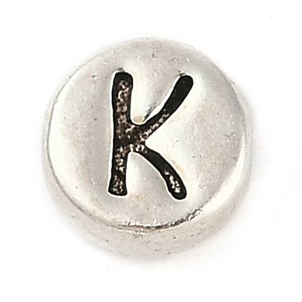 925 Sterling Silver Flat Round with Letter Beads