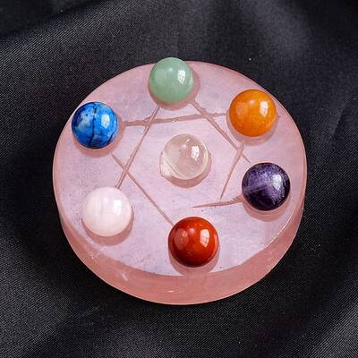 Natural Rose Quartz Seven Star Array Plate