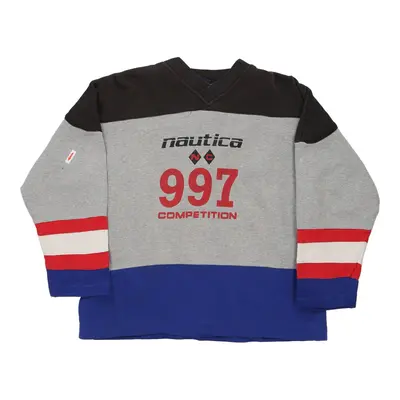 Age 12-14 Nautica Spellout Sweatshirt - Medium Block Colour Cotton Blend