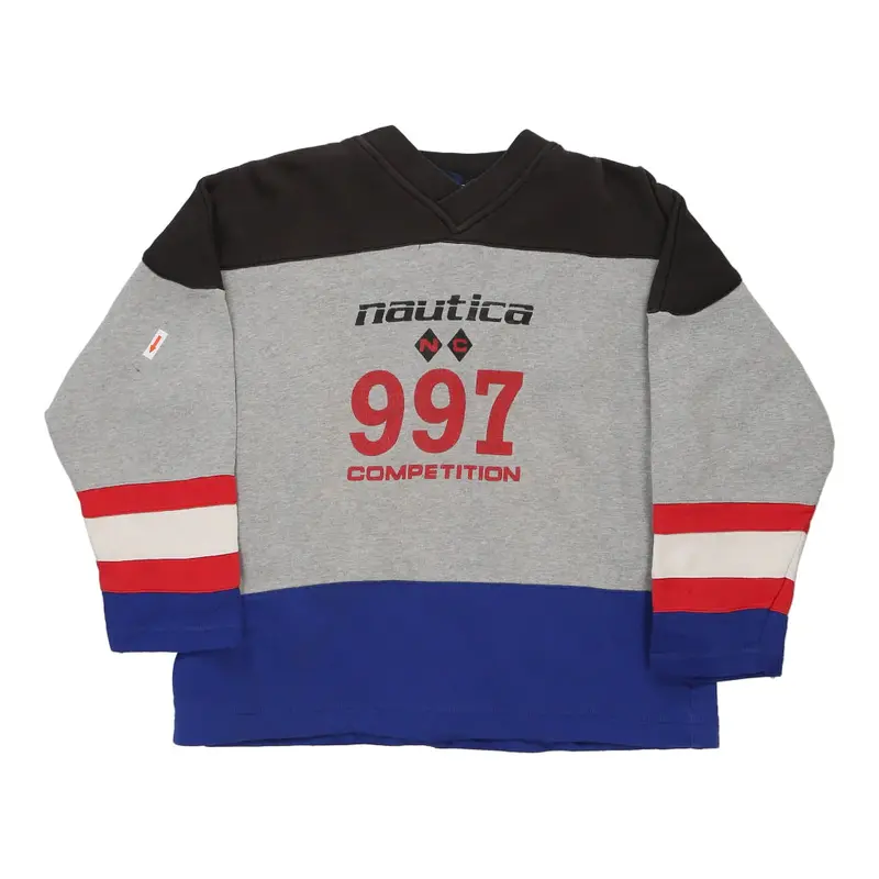 Age 12-14 Nautica Spellout Sweatshirt - Medium Block Colour Cotton Blend