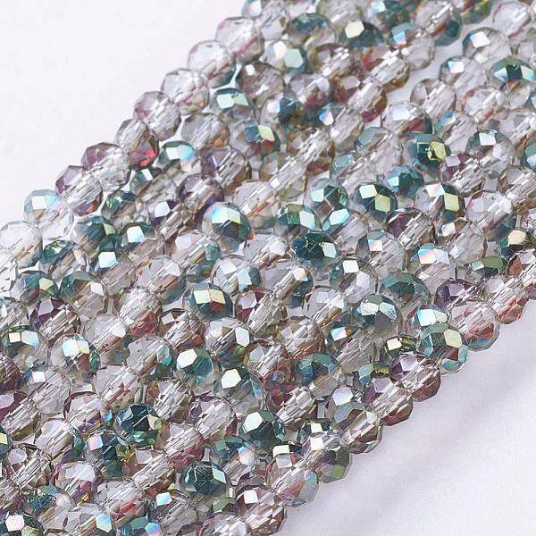 Electroplate Glass Faceted Rondelle Beads Strands