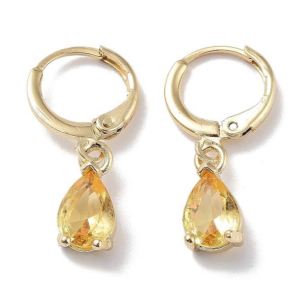 Real 18K Gold Plated Brass Dangle Hoop Earrings