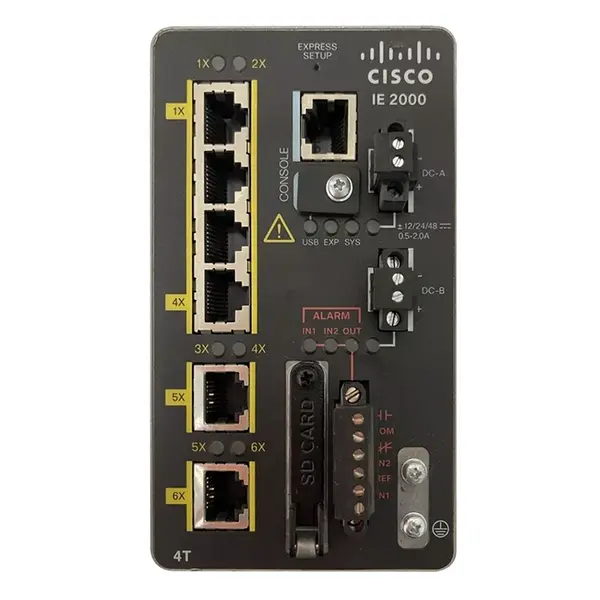 IE-2000-4T-L Cisco Industrial Ethernet IE 2000 6 x FE Ports 10/100Base-TX Layer 2 Managed Fast Ethernet Network Switch