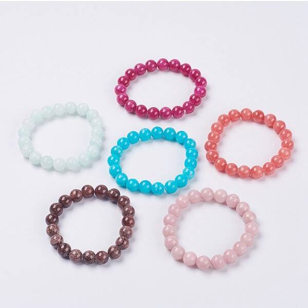 Natural Yellow Jade Beaded Stretch Bracelet