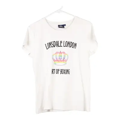 Lonsdale Graphic T-Shirt - Large White Cotton Blend