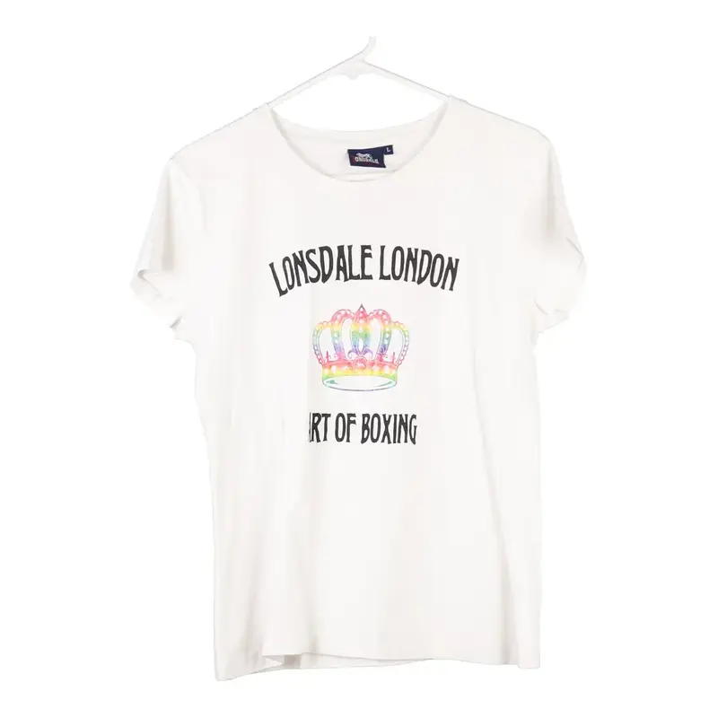 Lonsdale Graphic T-Shirt - Large White Cotton Blend
