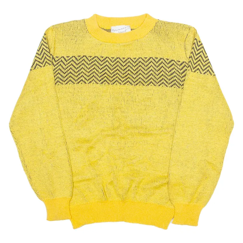 BRENNER SPORT Womens Jumper Yellow Tight Knit M
