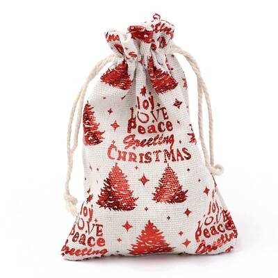 Christmas Theme Cotton Fabric Cloth Bag