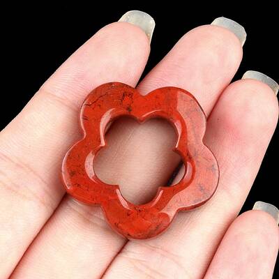 Natural Red Jasper Hollow Flower Pendants
