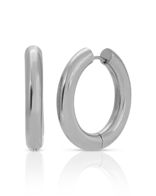 Large Bold Hoop Earrings | Metal Color: Silver