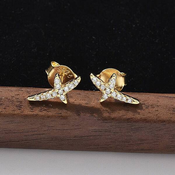 925 Sterling Silver Clear Cubic Zirconia Stud Earrings