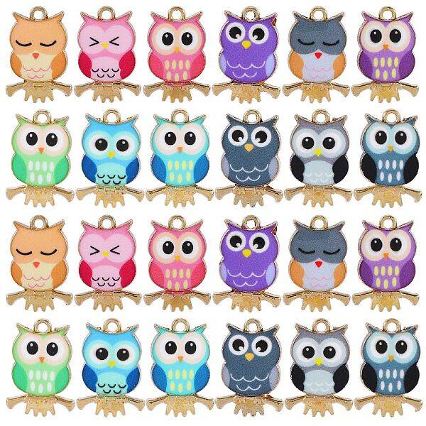36Pcs 12 Colors Alloy Enamel Pendants