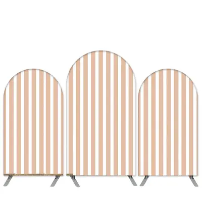 Aperturee Pink White Stripes Theme Happy Birthday Arch Backdrop Kit | Round Arch Backdrop Cover | Diy Round Arch Backdrop | C...