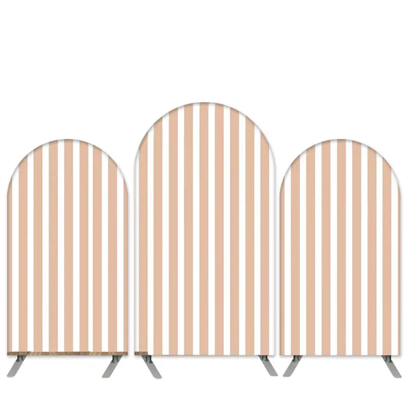 Aperturee Pink White Stripes Theme Happy Birthday Arch Backdrop Kit | Round Arch Backdrop Cover | Diy Round Arch Backdrop | C...