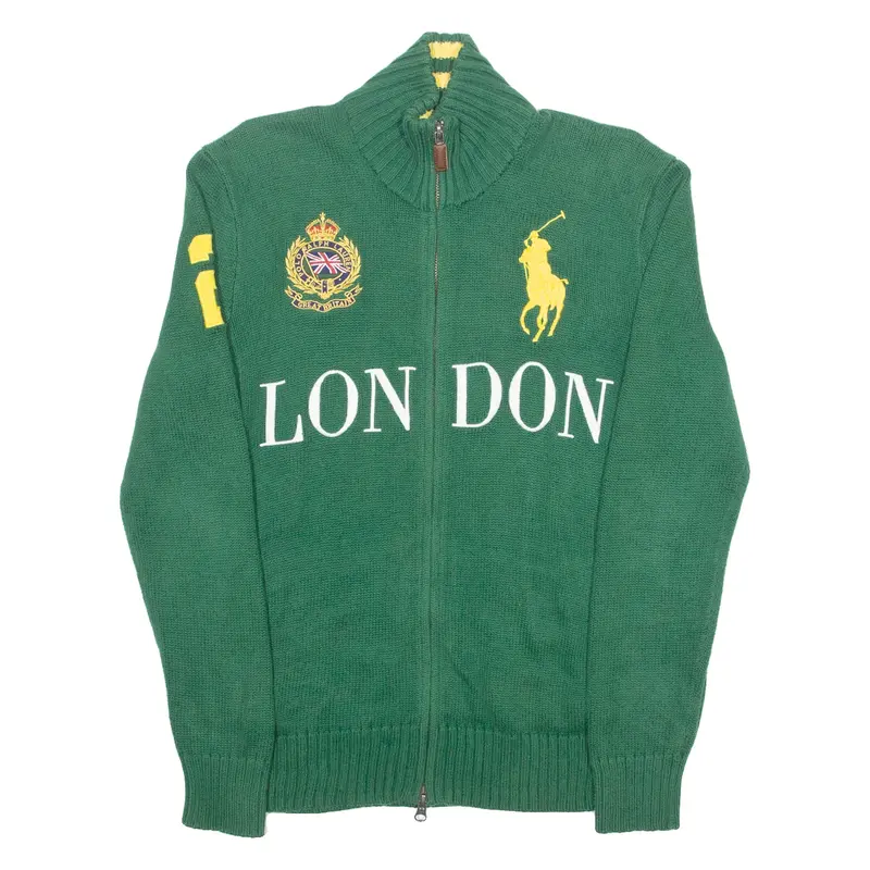 POLO RALPH LAUREN London Mens Jumper Green High Neck Tight Knit S