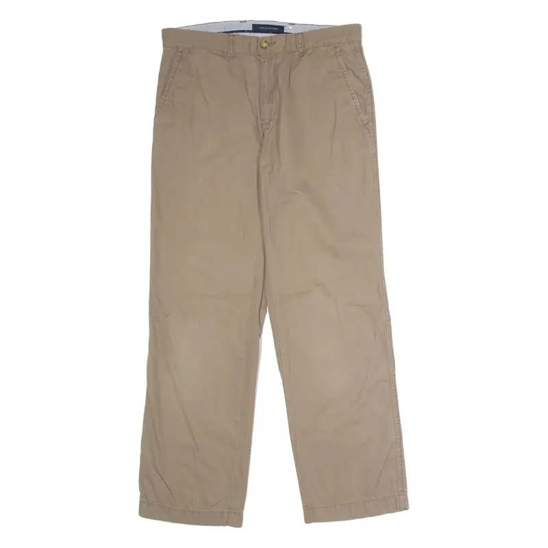 TOMMY HILFIGER Chino Mens Twill Trousers Brown Regular Straight W32 L30