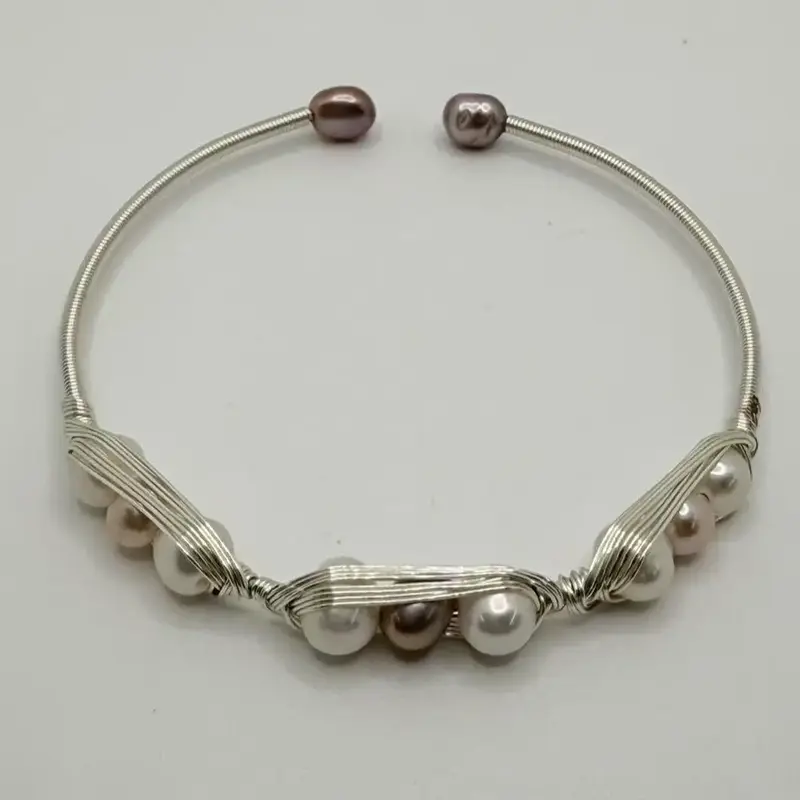 【Miko】Freshwater Pearl wire wrapping bangle