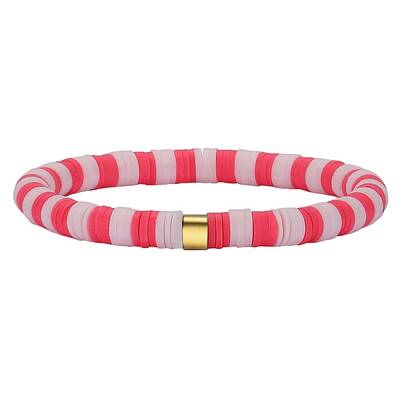 Polymer Clay Heishi Surfer Stretch Bracelet with 304 Stainless Steel Beaded