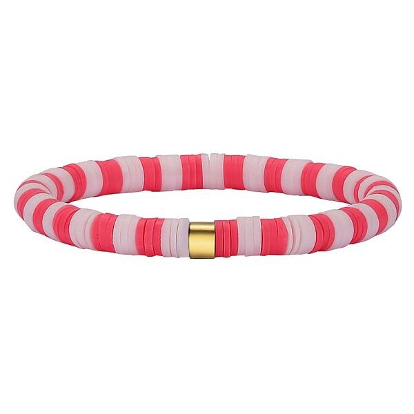 Polymer Clay Heishi Surfer Stretch Bracelet with 304 Stainless Steel Beaded