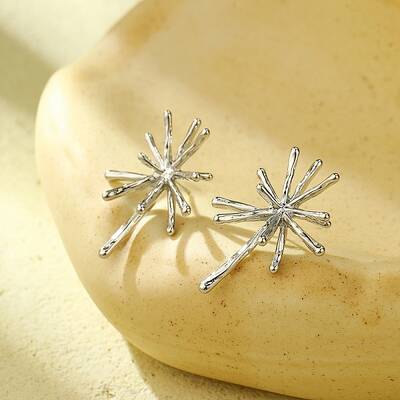304 Stainless Steel Snowflake Stud Earrings for Women