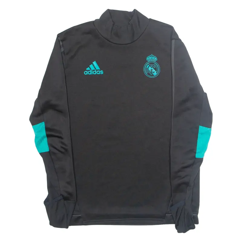 ADIDAS Real Madrid Mens Sweatshirt Black High Neck S