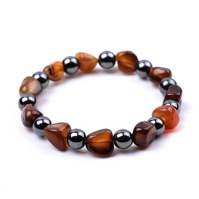 Dyed Natural Agate Beaded Stretch Bracelets