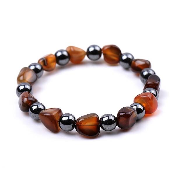 Dyed Natural Agate Beaded Stretch Bracelets