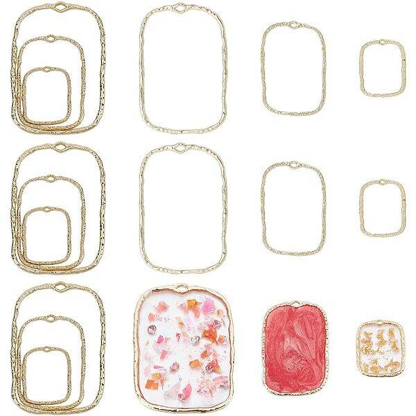CHGCRAFT 140 Pcs 7 Styles Hollow Pendant Frame Pendant bezels for Resin Brass Linking Rings for Jewelry Making DIY for Earrin...