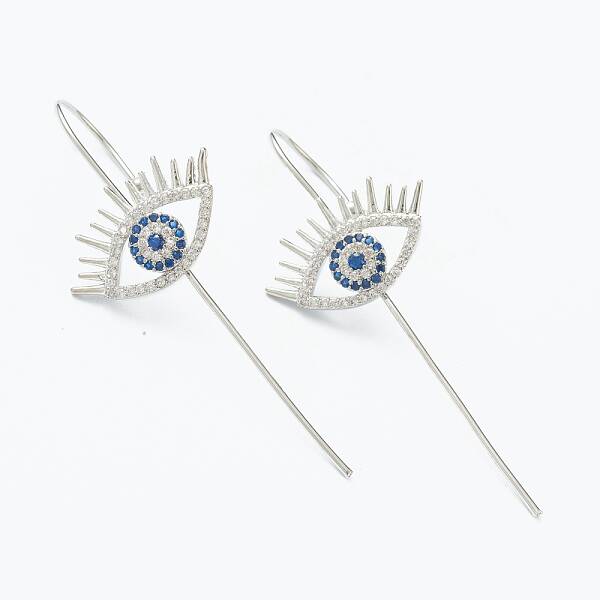 Brass Micro Pave Cubic Zirconia Ear Wrap Crawler Hook Earrings